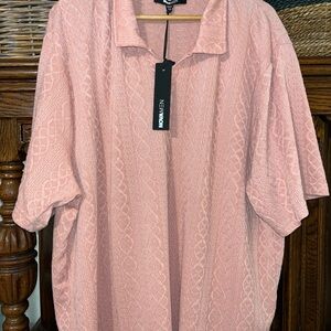 Pink Textured Men's Polo Shirt by nova men. NEW!